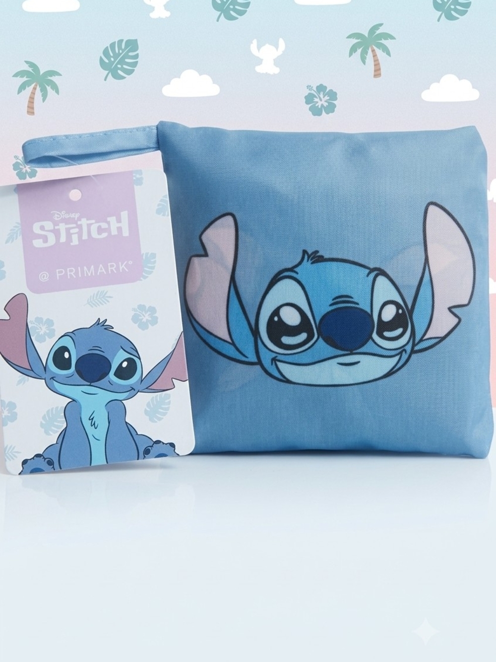 Primark Disney Stitch Foldable Reusable Shopper Tote Bag Pouch NWT